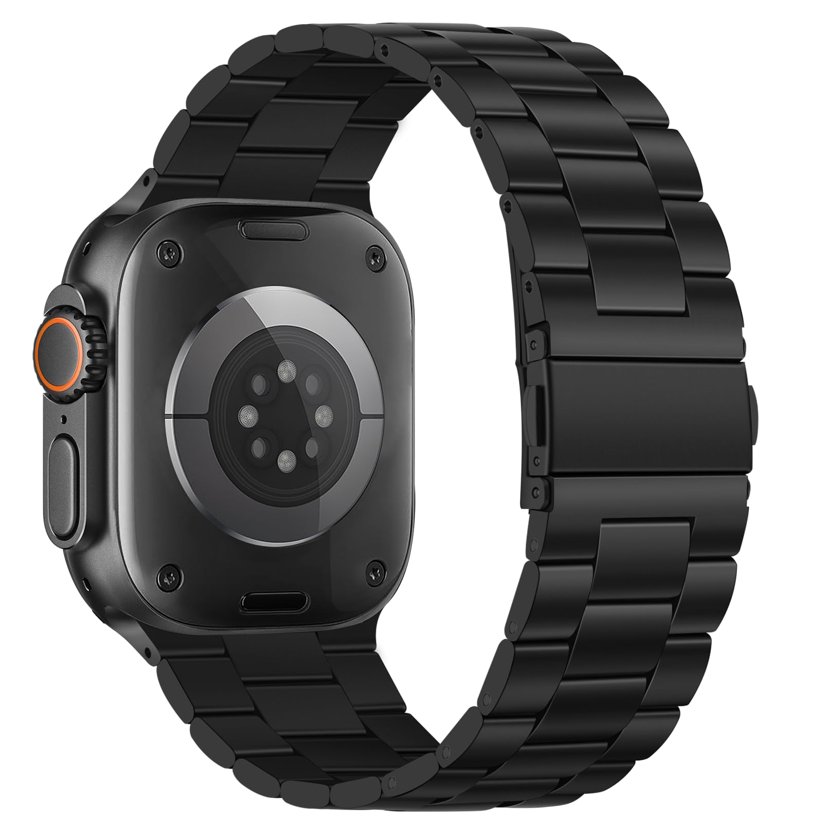 Tasikar Cinturino in metallo compatibile con Apple Watch Ultra Cinturino di ricambio in acciaio inossidabile da 49 mm compatibile con Apple Watch Ultra 2 Ultra, Negro