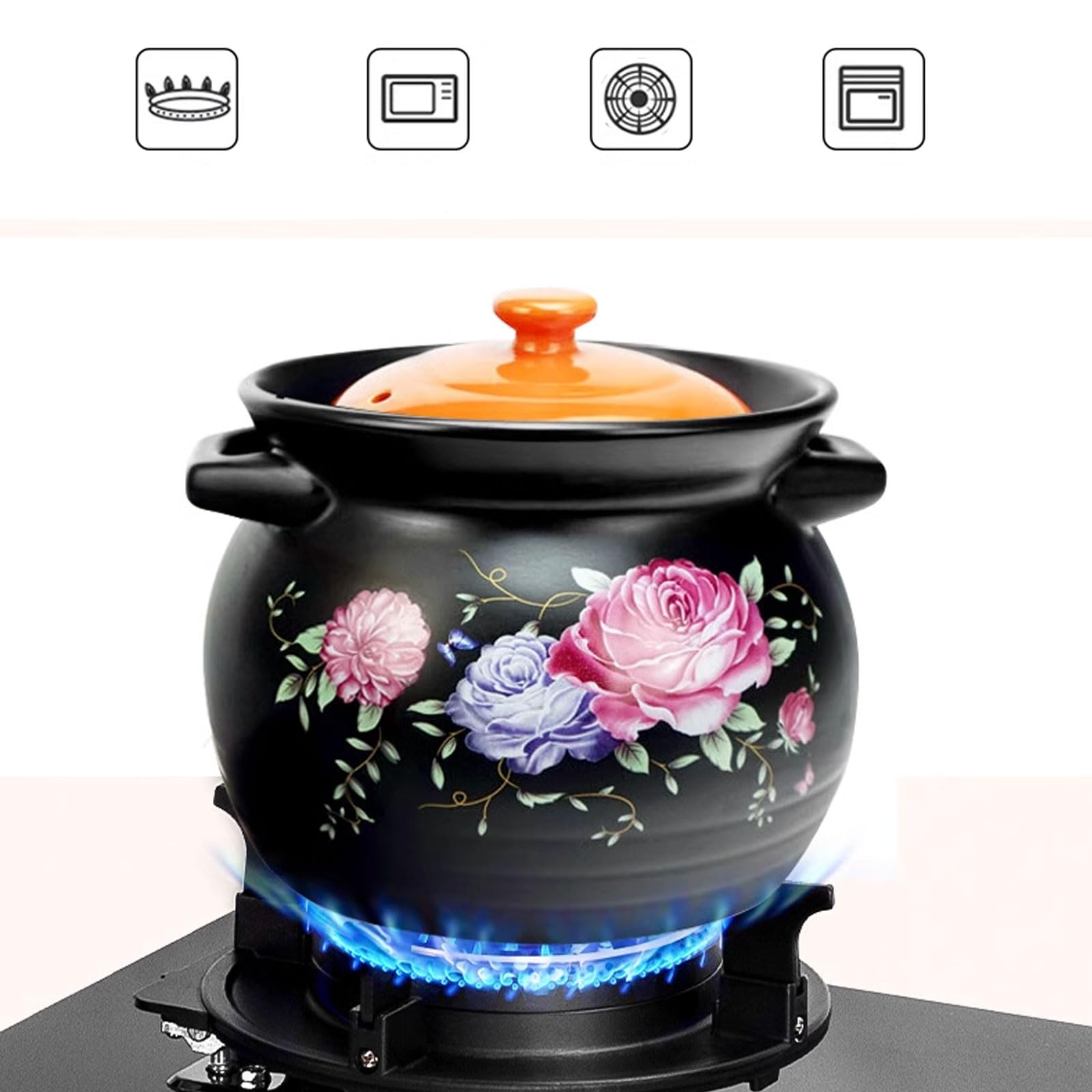 Casseruola in ceramica smaltata con coperchio, pentola resistente ed elegante, perfetta per servire e cuocere piatti, ideale per pasti e riunioni in famiglia
