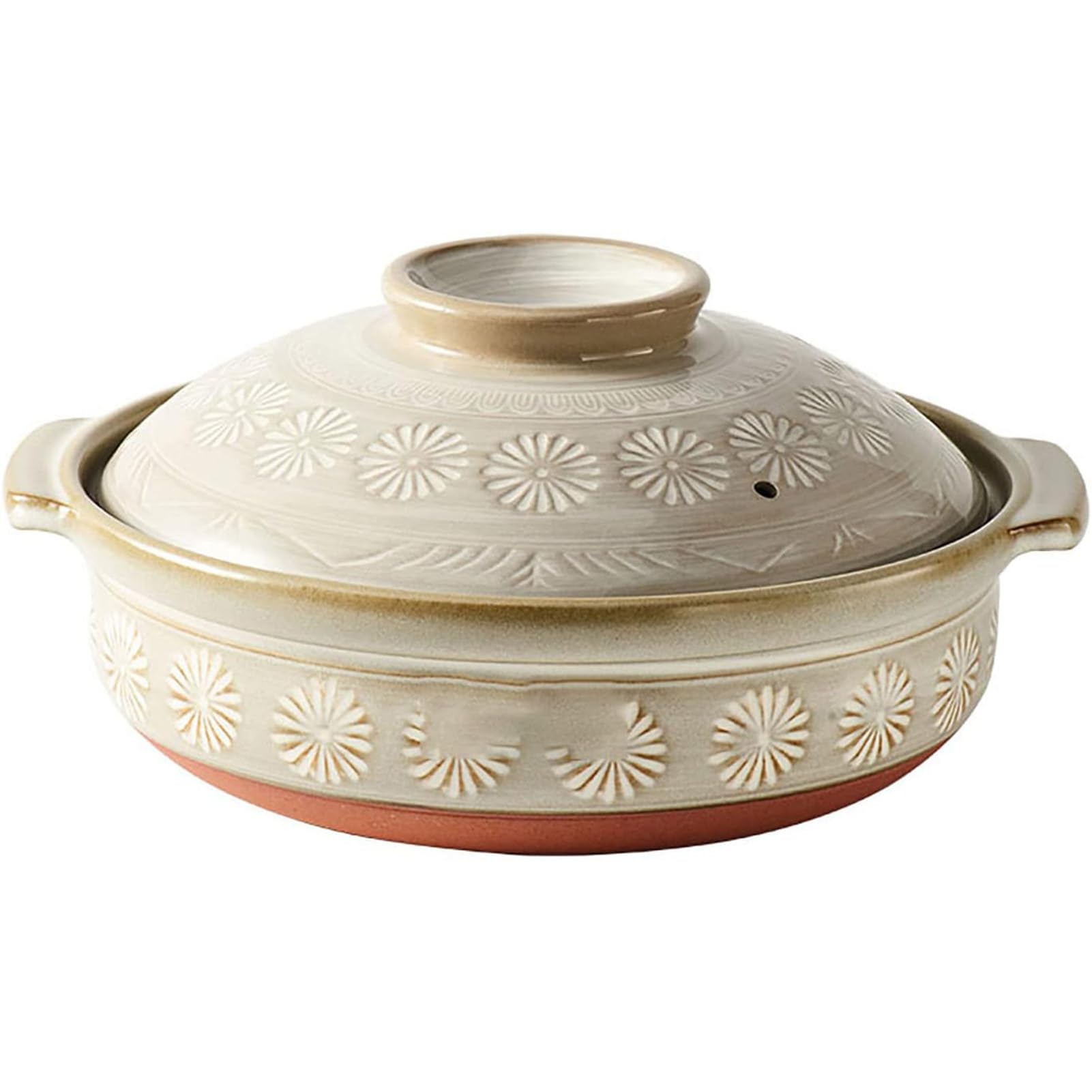 Japanese Ceramic Casserole Clay Pot with Lid Heat Resistant Earthen Pot Nonstick Stew Pots Soup Cooking Pot Kitchen Stockpot Earthenware for Dinner and Party,900ml