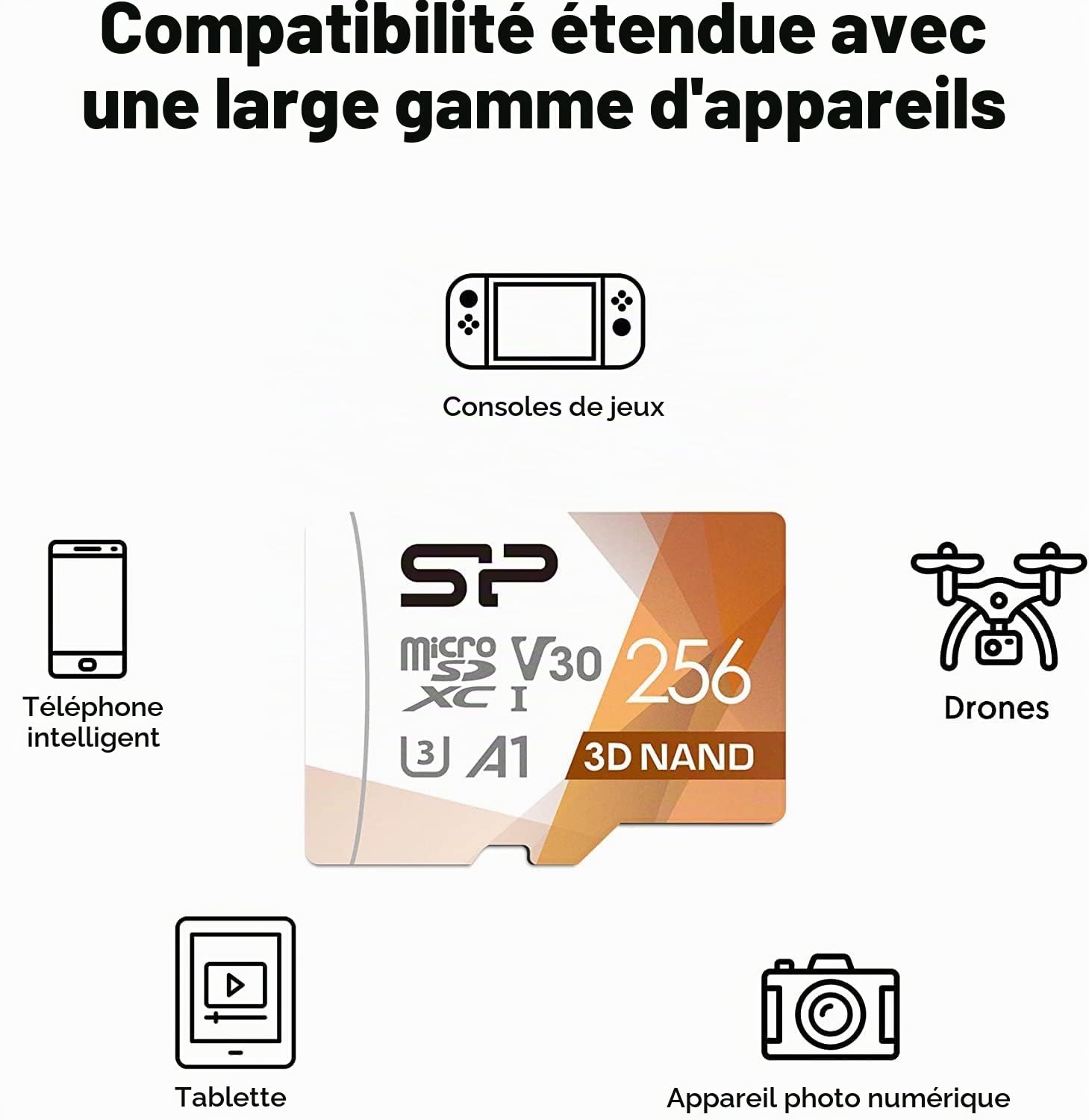 Silicon Power Lot de 2 Cartes Micro SD 256 Go compatibles U3 Nintendo Switch, Carte mémoire microSD SDXC microsdxc Haute Vitesse avec Adaptateur