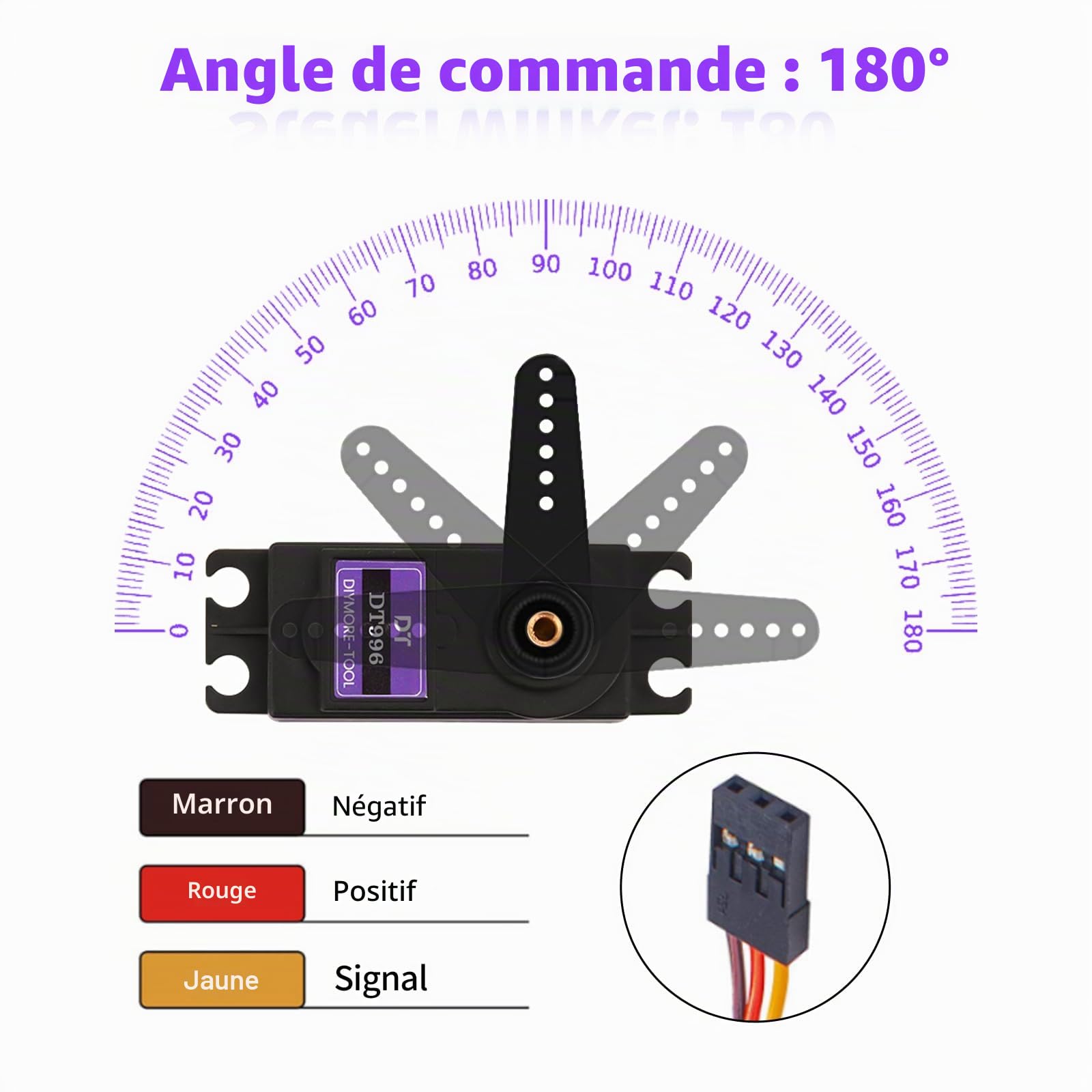 Servomoteurs à 180 degrés 15 kg Servo numérique avec boîte de vitesse en métal à couple élevé Servo moteur RC, 6V, pour voiture RC 1/10 1/8 Avion Bateau Robot Hélicoptère [4PCS]