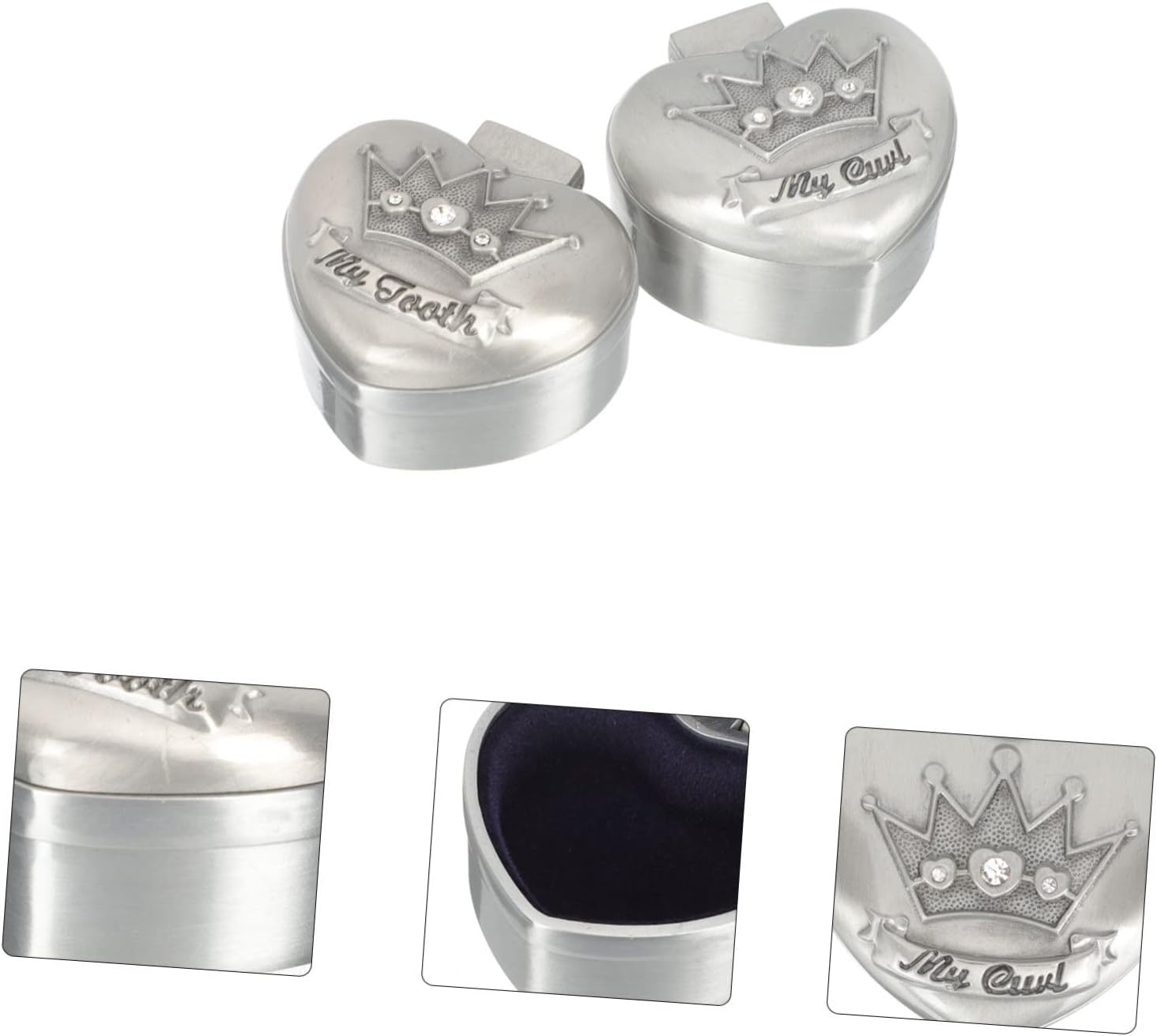 2Pcs Teeth Tooth Organizer for First Tooth Curl Durable Alloy Tooth Storage Box for Keepsake Collection