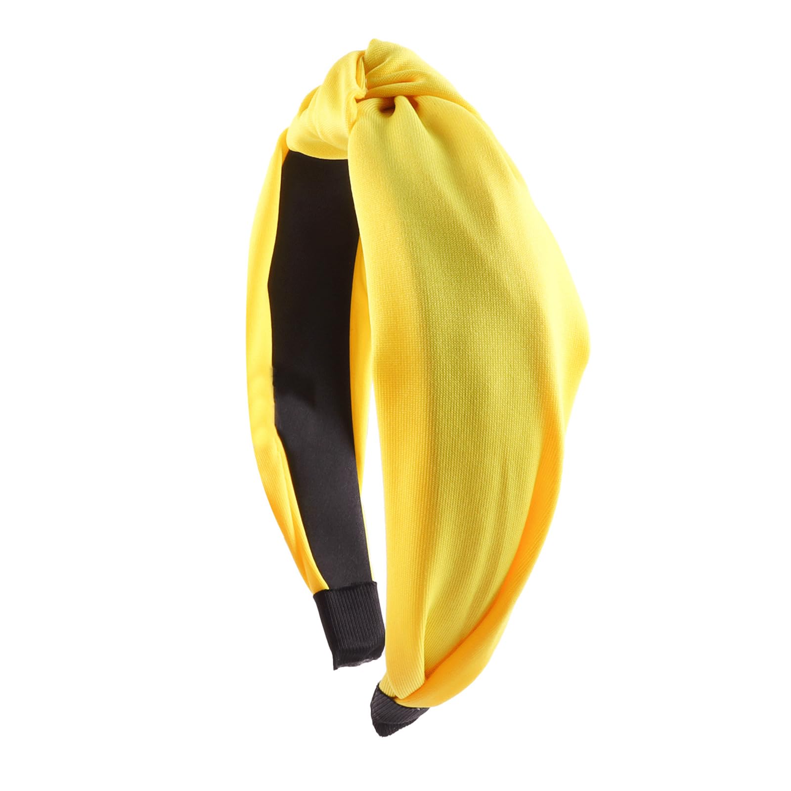 Bandeau noué large et tendance - Accessoires de cheveux tendance de couleur unie pour femmes et filles - Cadeaux quotidiens d'anniversaire, de mariage - Fournitures de fête (jaune)