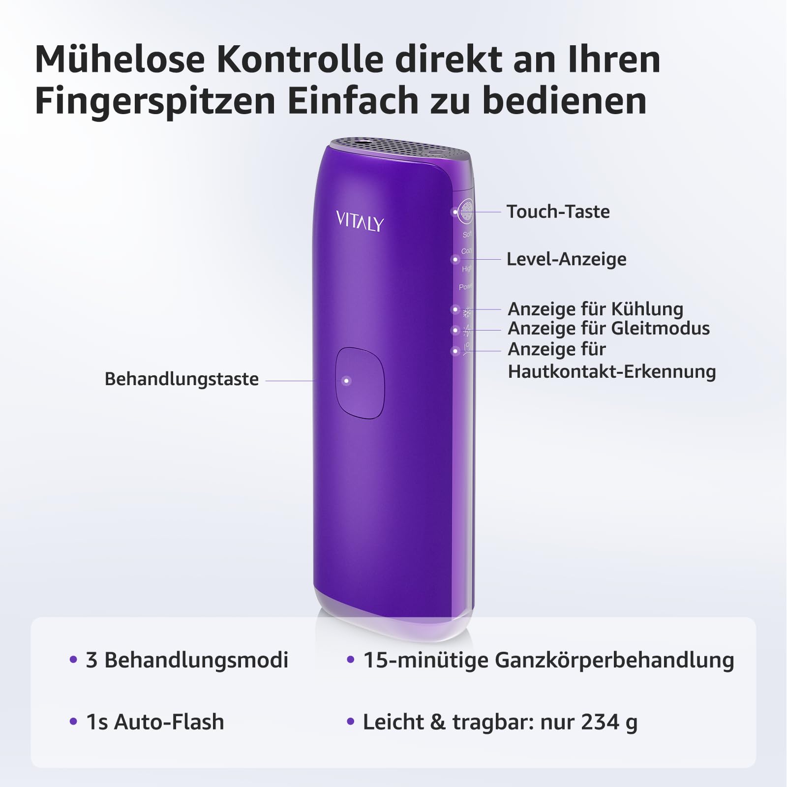 VITALY IPL Geräte Haarentfernung für Gesicht und Körper mit Gefrierfunktion, schmerzfreie langanhaltende Ergebnisse