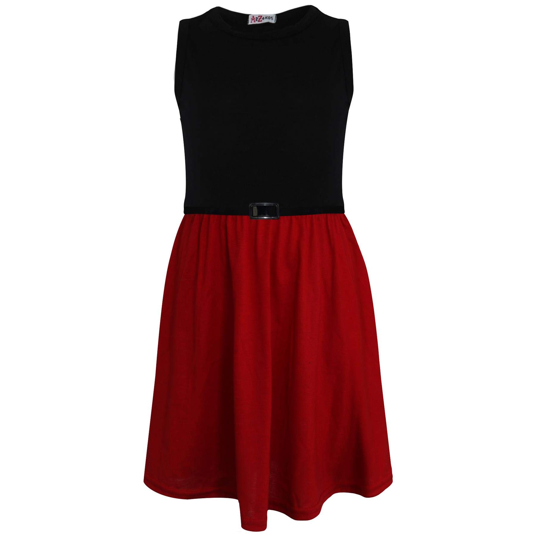 A2z 4 Kids Girls Red Skater Dress Belted Summer Party Dance - Skater Dress Panel 9-10