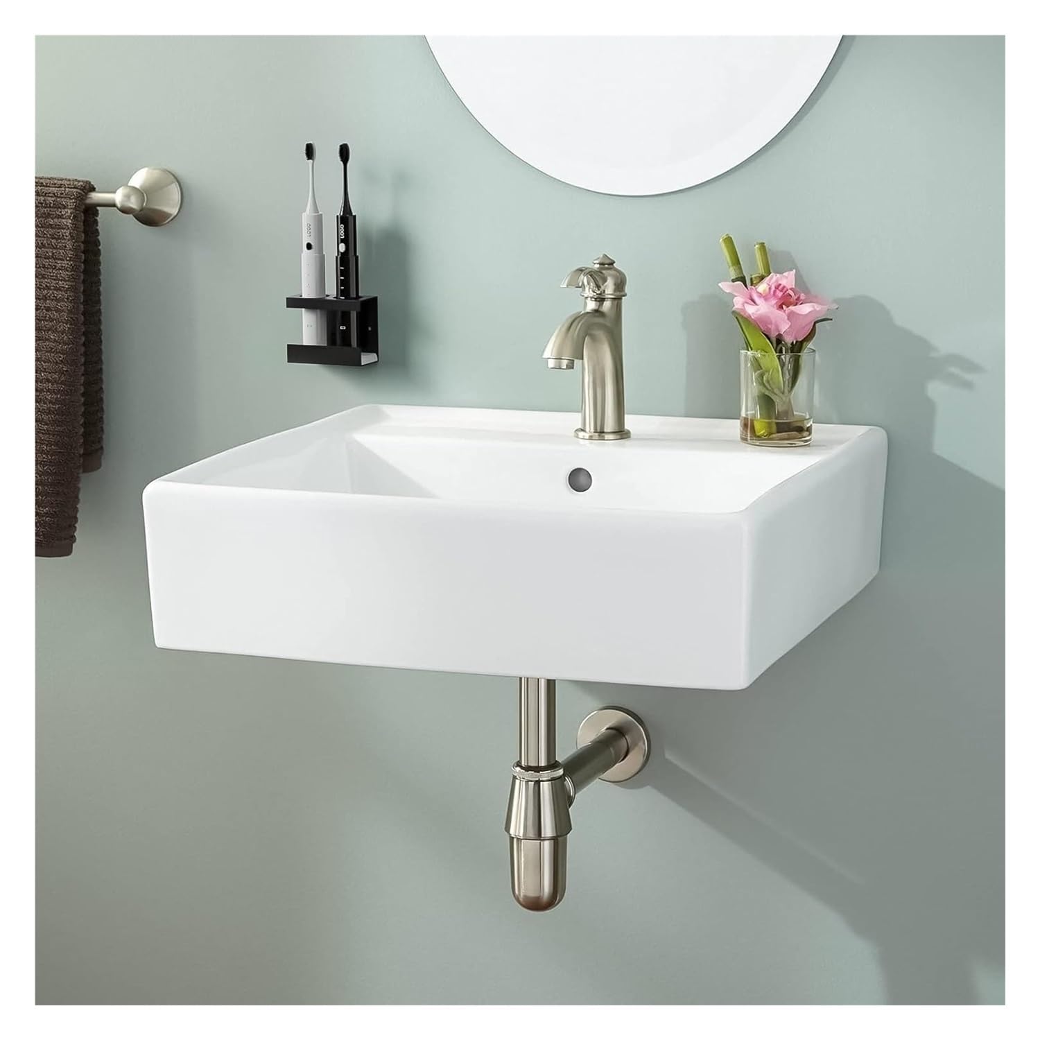 Portaspazzolino elettrico da parete in alluminio per bagno, doccia, portaspazzolino, organizer da bagno (30 cm, nero)