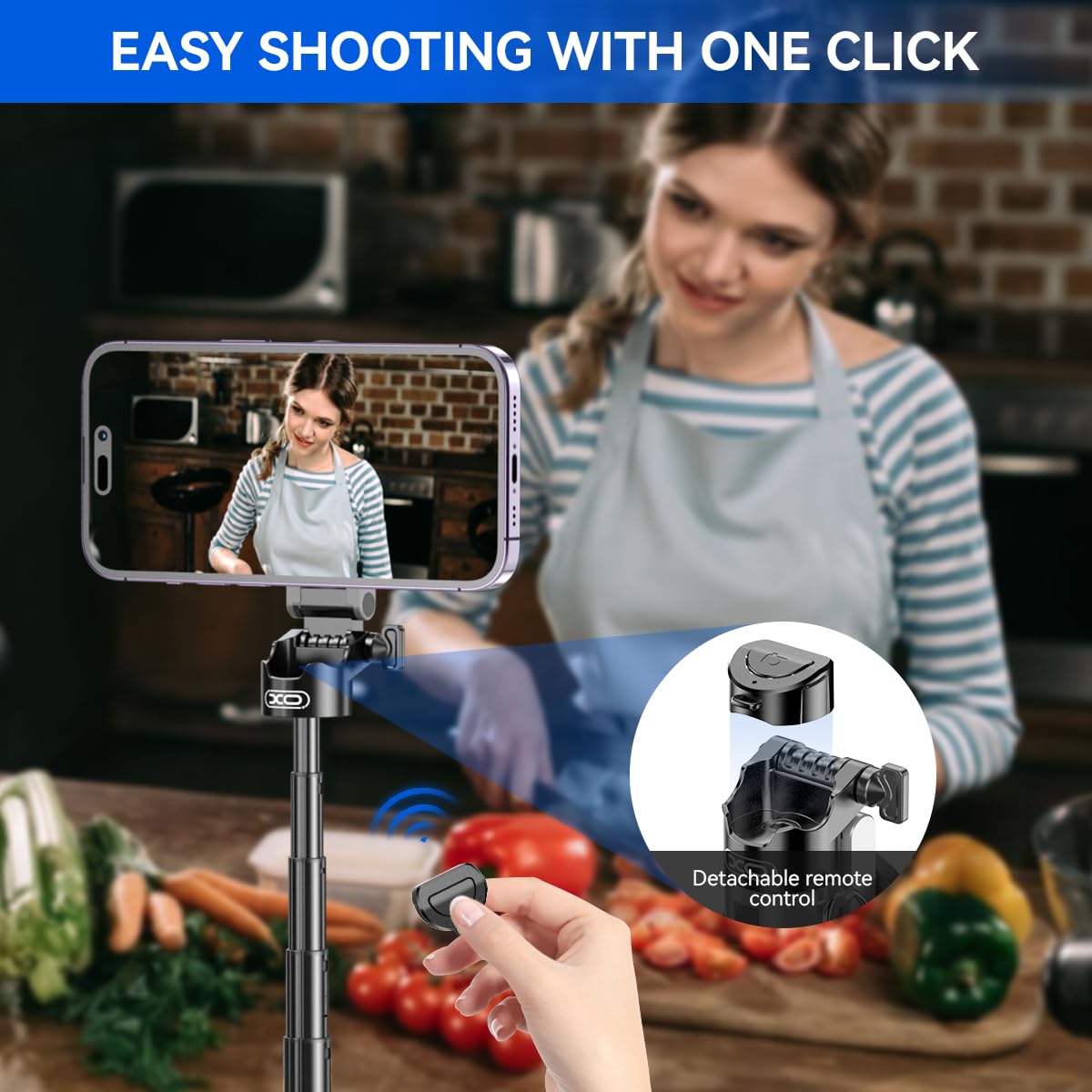 Treppiede magnetico per iPhone con telecomando, bastone per selfie portatile 4 in 1 con supporto estensibile, treppiede da viaggio per telefono 16 15 14 13 12 Pro Max Mini