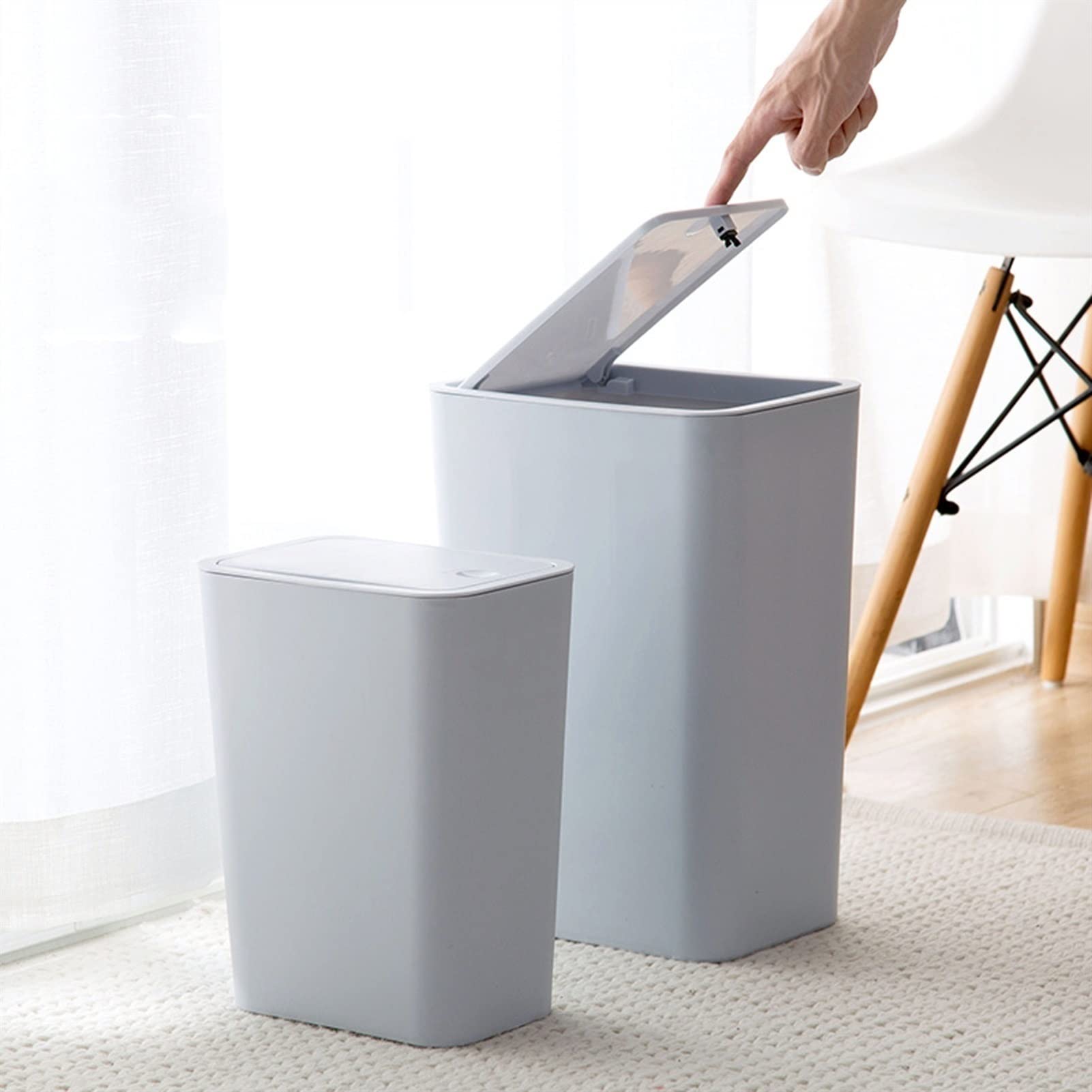 UNNS Papelera Clasificación de Tipo Push Puede, Cocina DE HOGAR, Cesta de Papel pequeño, Sala de Estar, Dormitorio, Baño, Baño, Basura con Tapa Basura