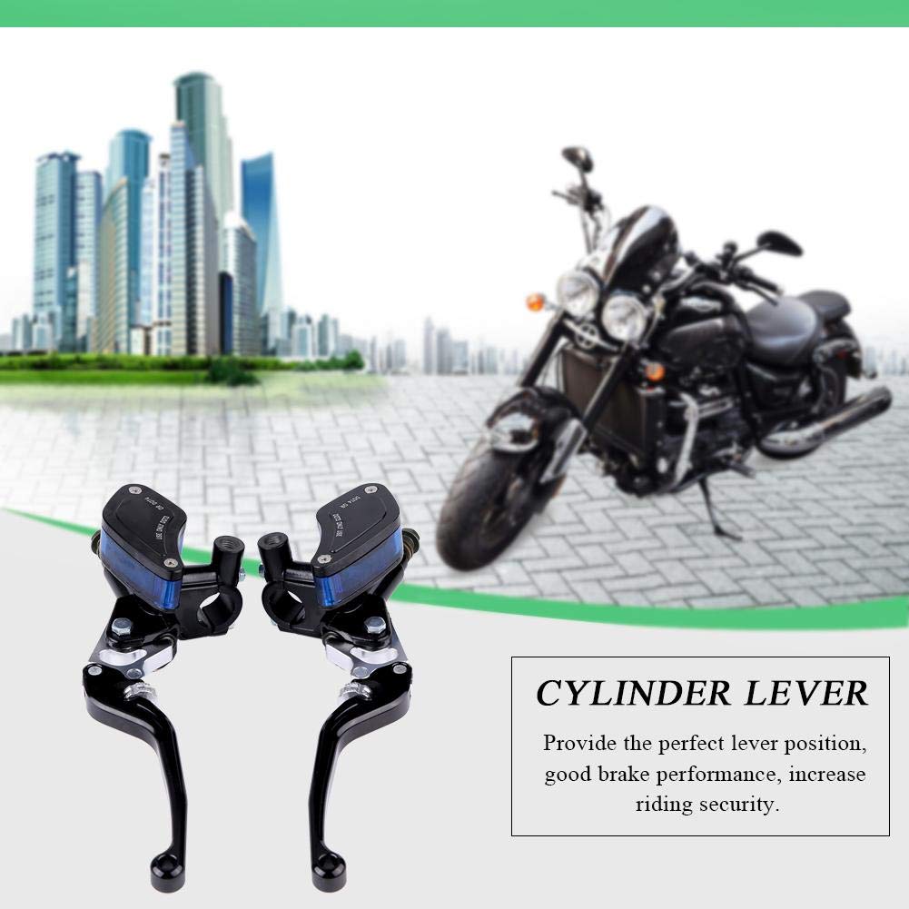 Akozon pompa freno idraulica frizione pompa freno leva regolabile coppia di moto CNC da 22 mm(Argento)