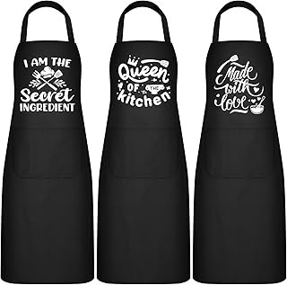 Jeyiour 3 Pack Funny Cooking Aprons Women Oil-proof Kitchen Aprons with ...