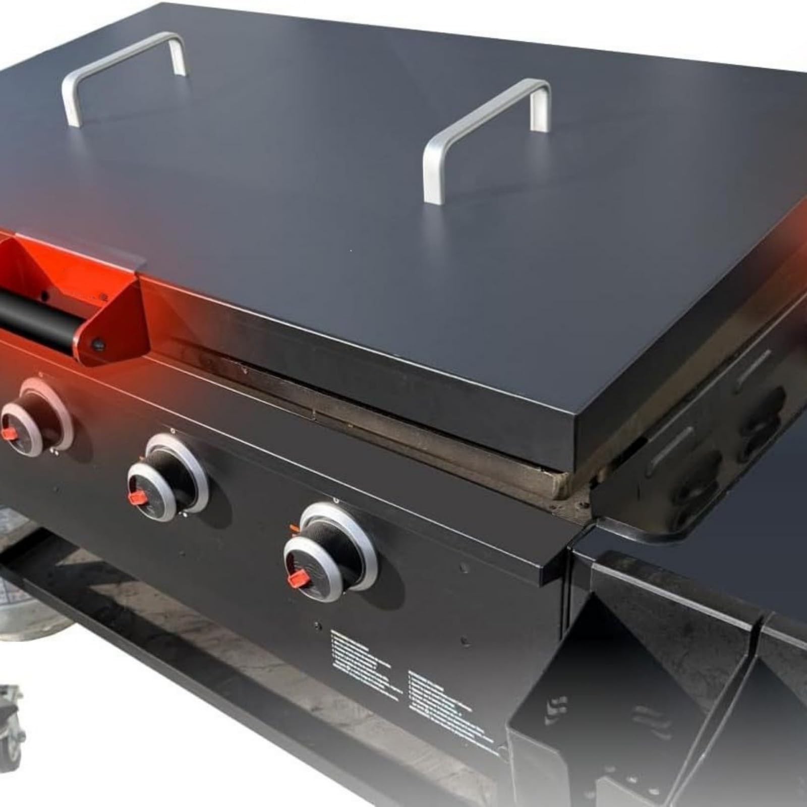 Generisch Gruppo di maniglie per coperchio barbecue in acciaio con 2 supporti a cerniera laterali, parti di ricambio per la riparazione del coperchio del barbecue piatto e la verifica della