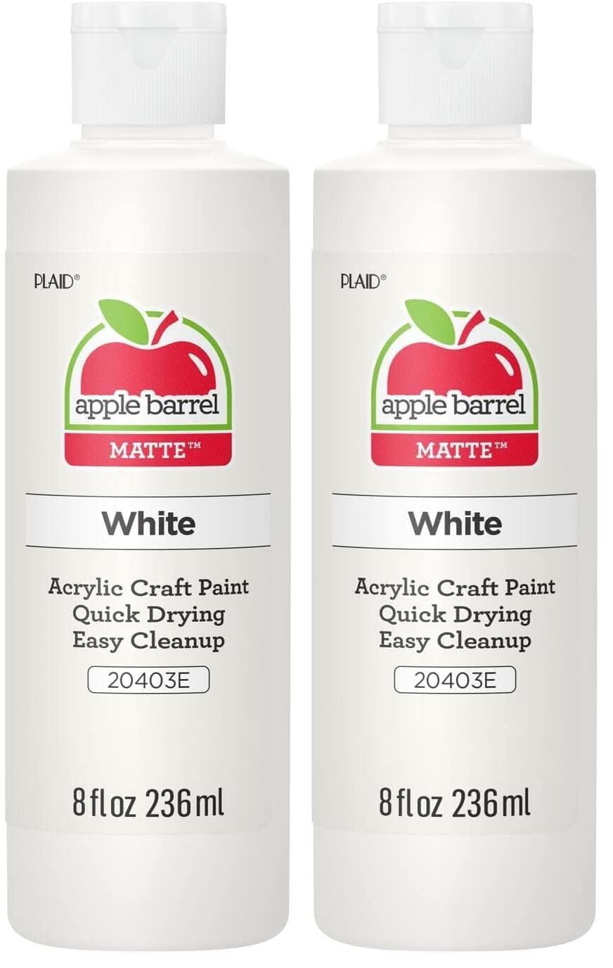 Apple Barrel Acrylic Paint in Assorted Colors (8 Ounce), 20403 White (Pack of 2)