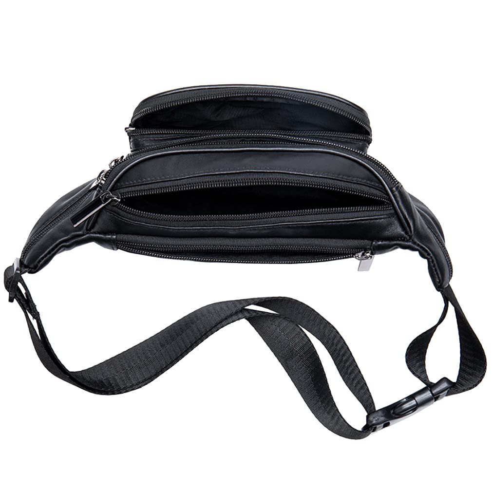 Hebetag Sac Banane en Cuir pour Homme et Femme Sac Banane pour Voyage, Course à Pied, randonnée, Camping, téléphone Portable, Pochette Pochette
