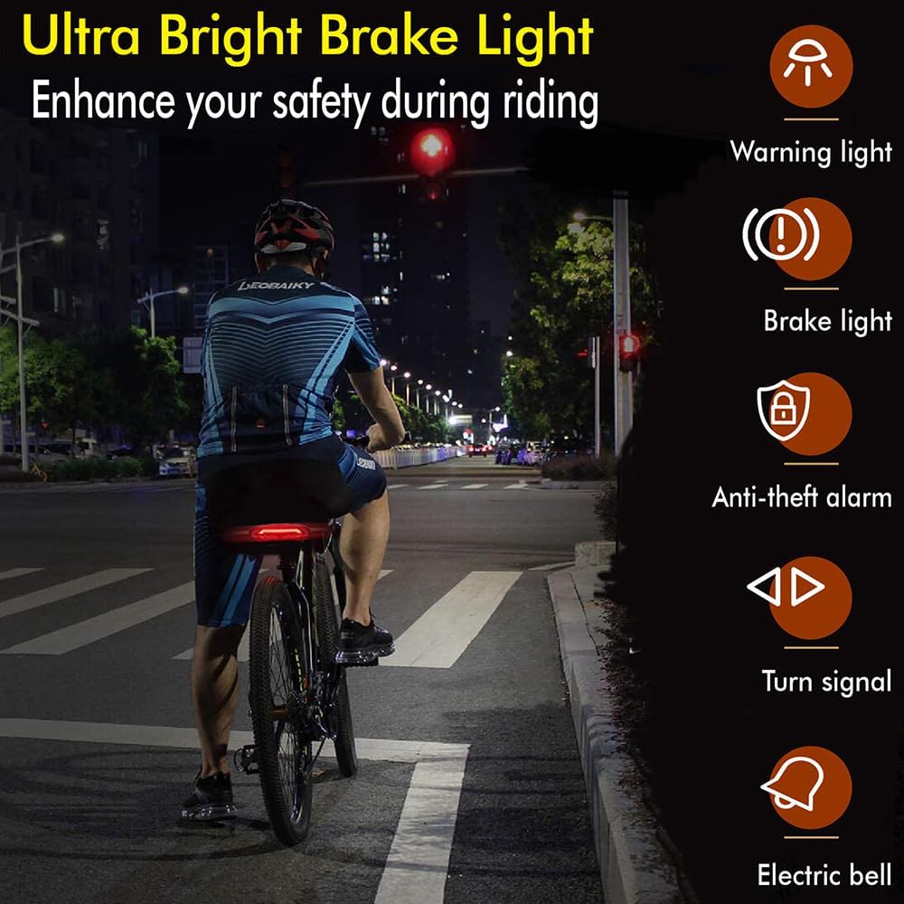 TKMARS Luz Trasera de Bicicleta, Luces para Bicicletas USB Recargable, Impermeable, Advertencia, 6 Modos, Luz Trasera