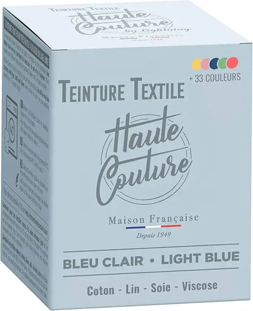 Teinture Textile Haute Couture Bleu Clair 350g - Prêt à l'emploi pour vêtements et tissus