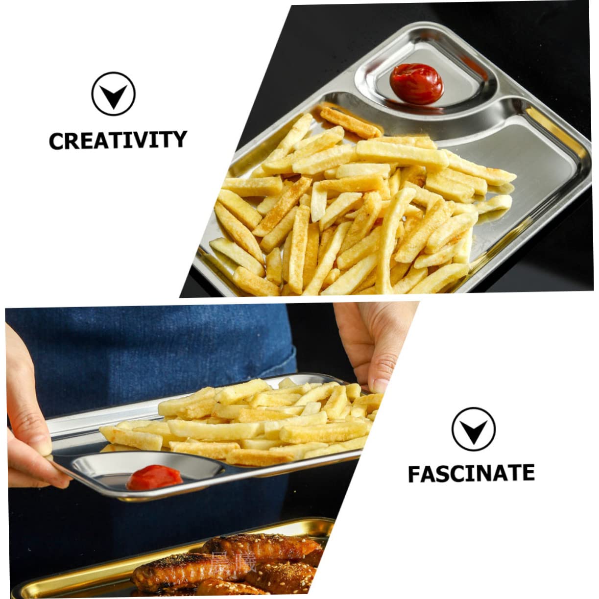 PRETYZOOM 2pcs Divided Serving Plates for Snacks Dumplings Chips Convenient Dishes Easy to Clean for Parties and Entertaining