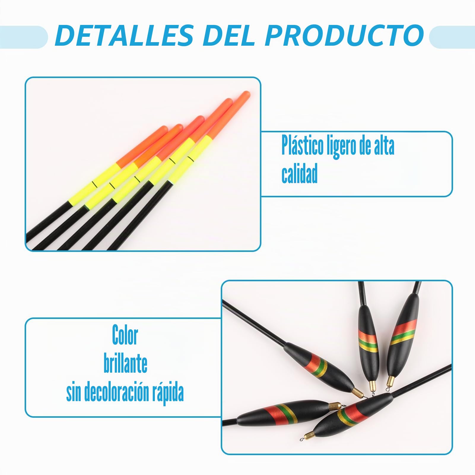 Set de 5 flotadores de Pesca Waggler 4g-8g con 2g pre-plomado - Ideal para lanzamientos amplios y precisos
