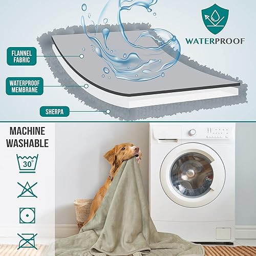 Miniatura 3 de PetAmi Manta impermeable para perros y gatos, a prueba de orina para sofá, reversible, forro polar suave, lavable, 29 x 40 pulgadas, color gris pardo