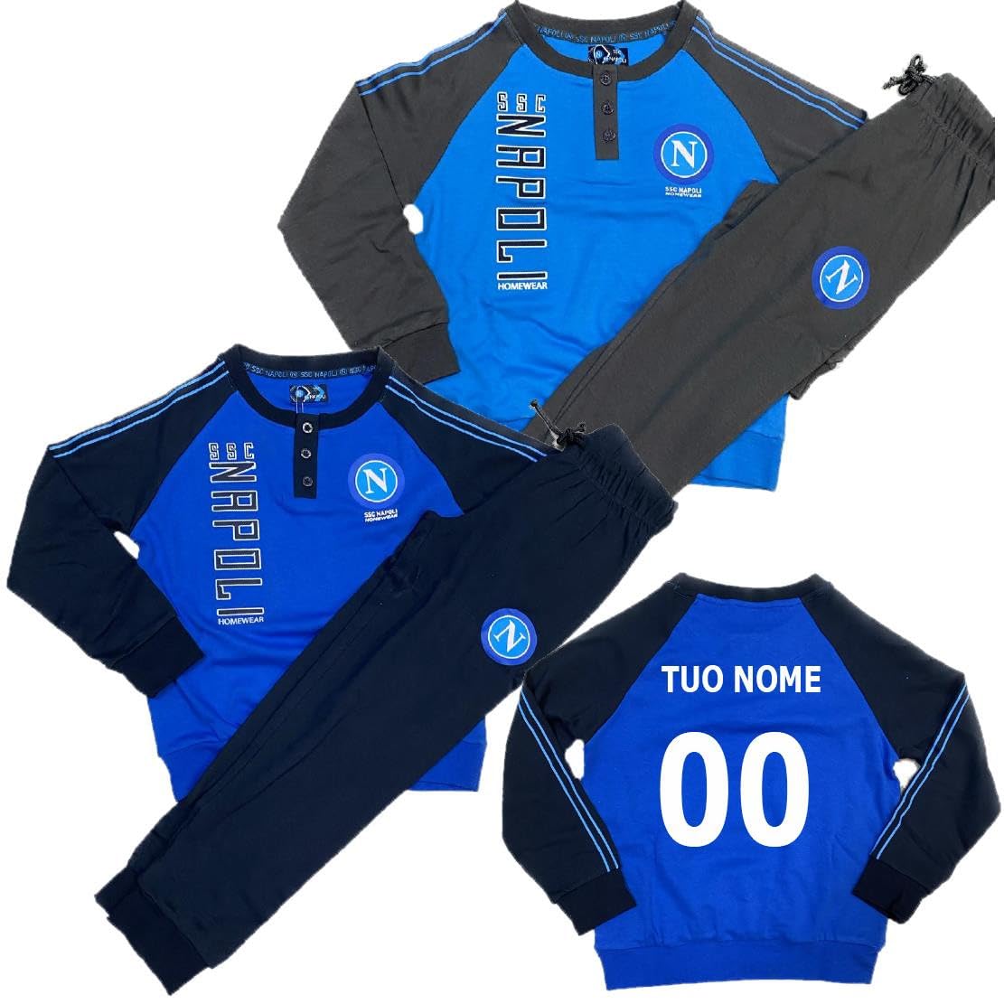 Pigiama Calcio Napoli | Caldo Cotone Interlock Pigiami Ufficiali | Personalizzati con Nome e Numero |Taglie Ragazzo Adulto PS 41416