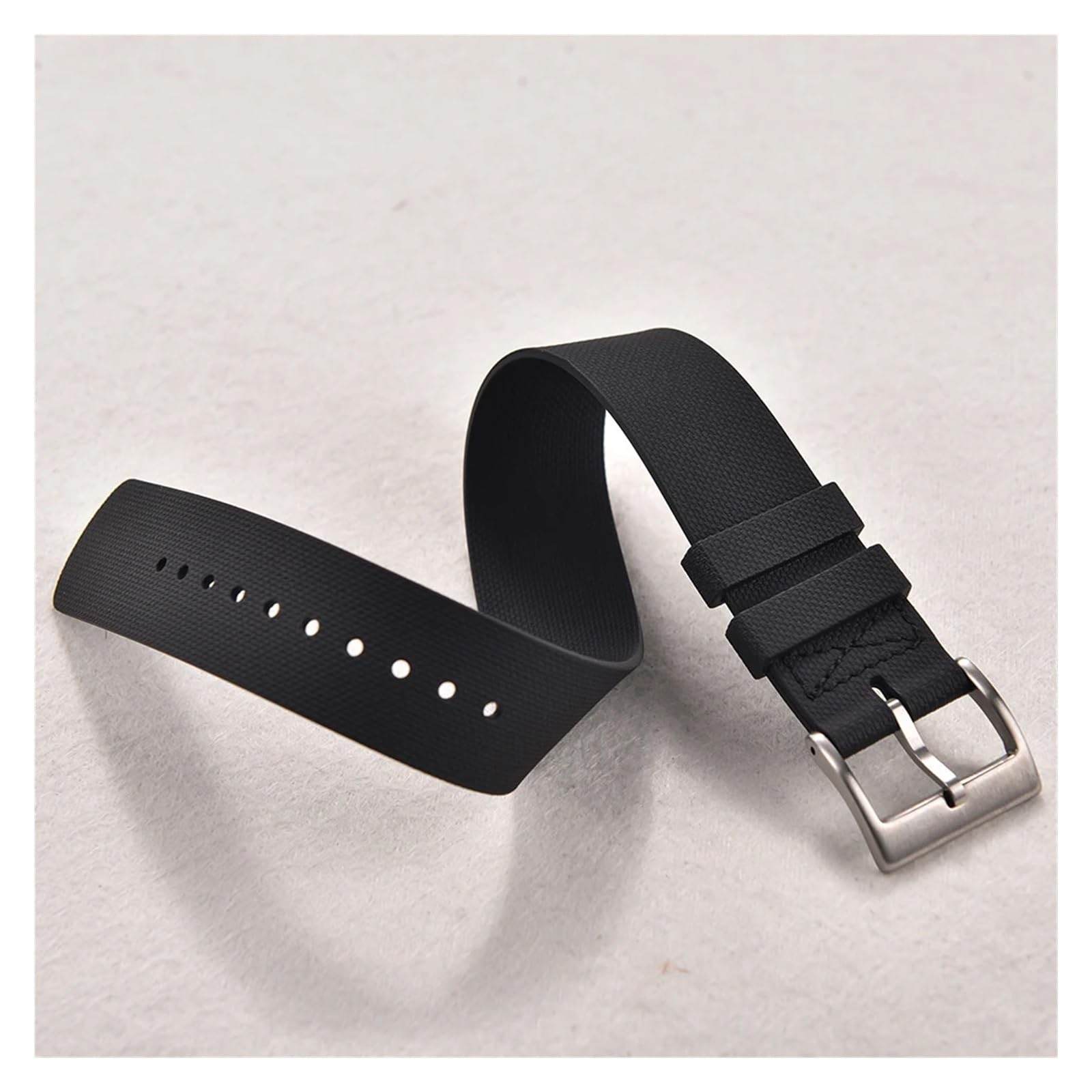 Générique Bracelet de montre en caoutchouc nervuré 20 22mm, silicone étanche à un seul passage