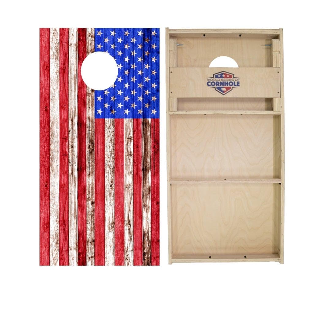 Skip's Garage American Flag Cornhole Boards - WSOC Runway Series - Includes (2) Boards (Resin Bags) + NO Additional Accessories