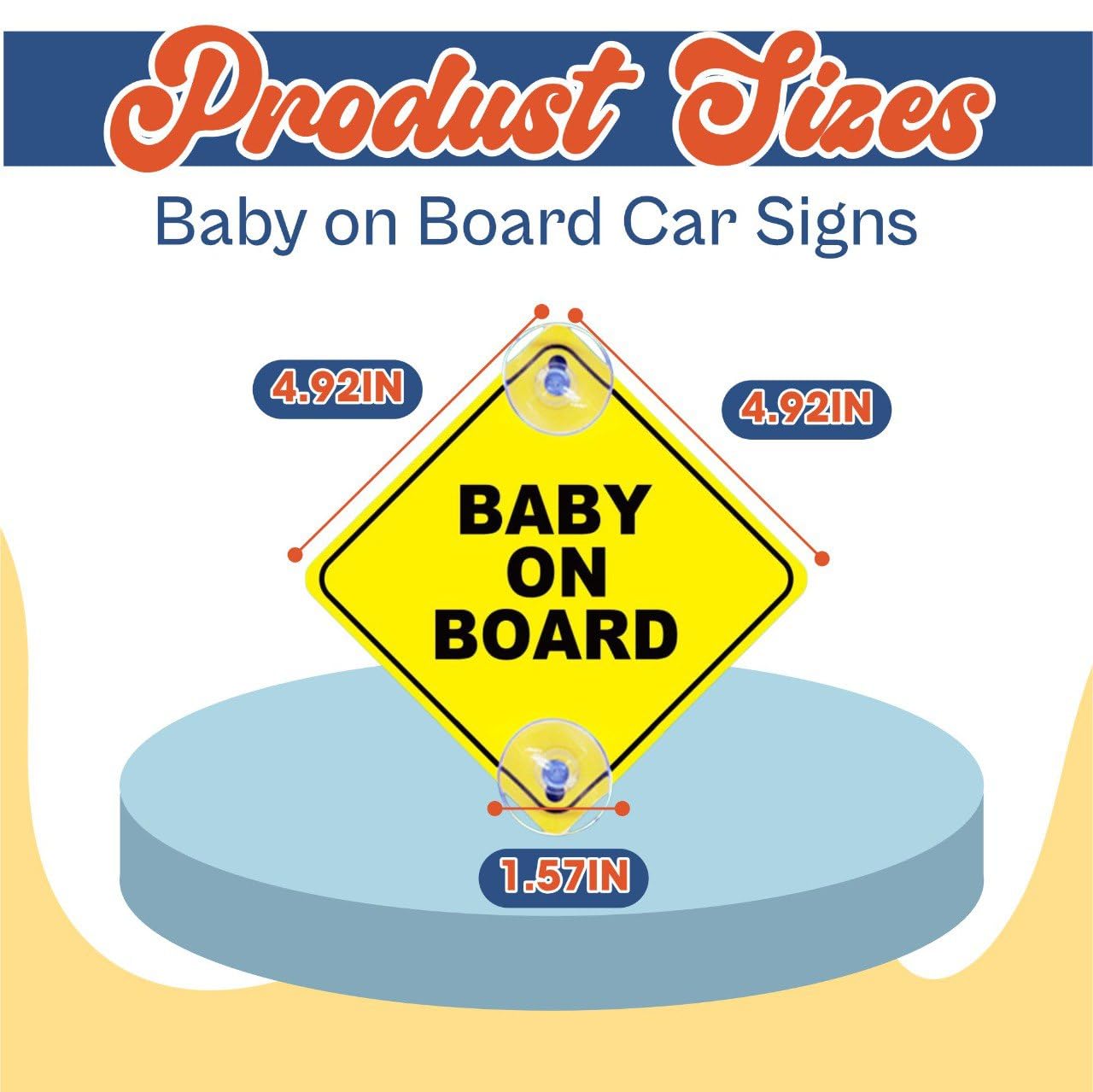 Baby Car Mirror for Rear Facing Seat – Adjustable Wide View Infant Rear View Mirror with Headrest Strap – Includes Baby on Board Sign – Durable & Easy to Install