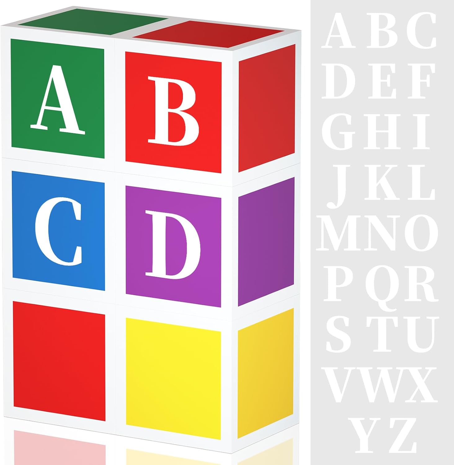 6 Pcs Custom Letter Toy Inspire Party Boxes with 52 Pcs Letter Cutouts, Block Boxes Favor Balloon Boxes Inspire Story Birthday Party Decor for School Baby Shower (ABCDEF-White)