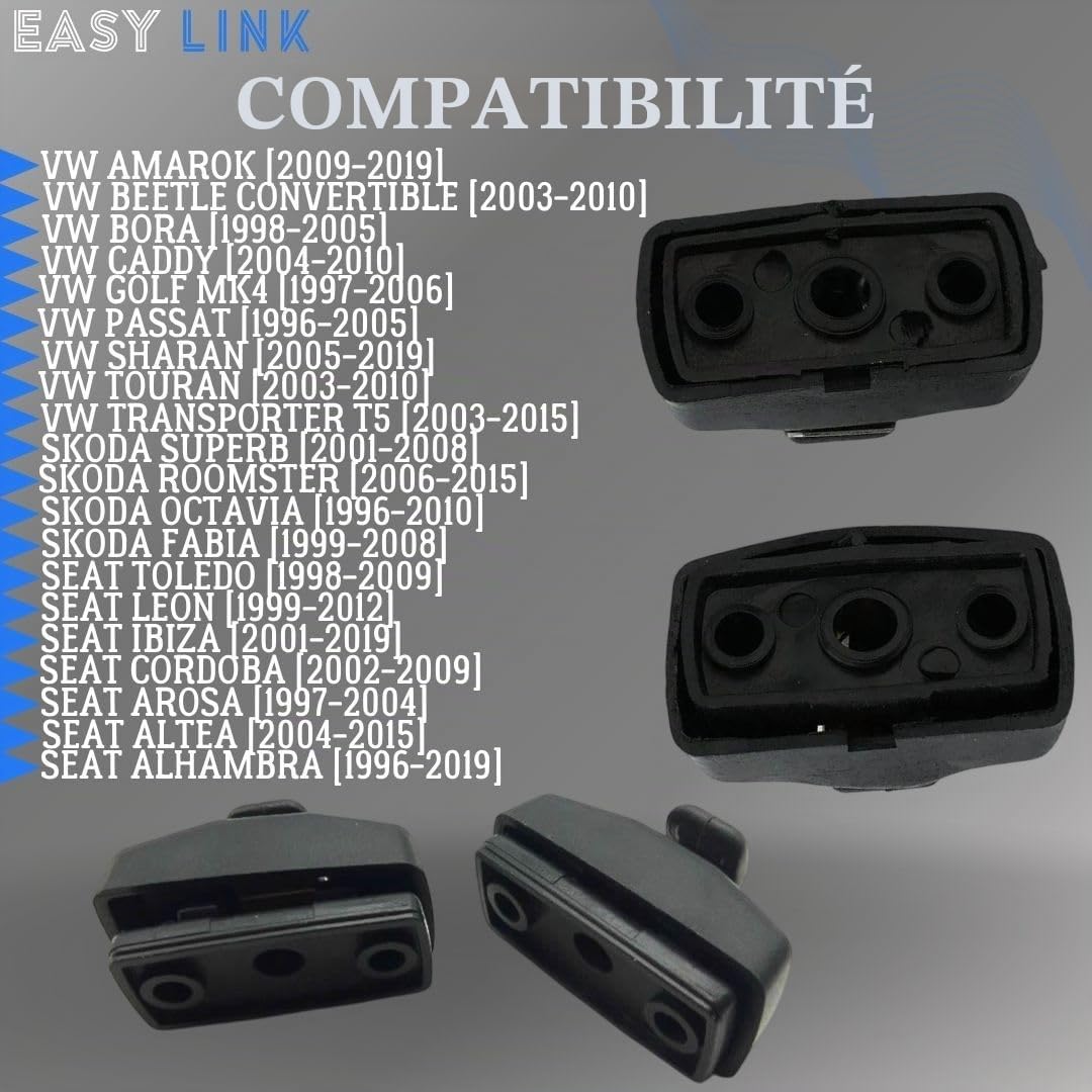 2x Support de pare-soleil Clip Noir Compatible avec VW Transporter T5 Amarok Passat Caddy Golf Bora Polo Sharan Touran Skoda Octavia Superb Seat Ibiza Leon Toledo 3B0857561B