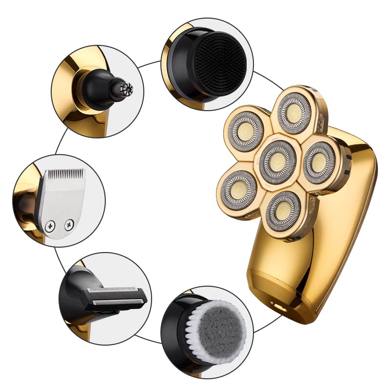 Afeitadoras de cabeza para hombres calvos, pantalla digital 6 en 1, afeitadora eléctrica húmeda y seca, afeitadora de cabeza calva, recortadora de