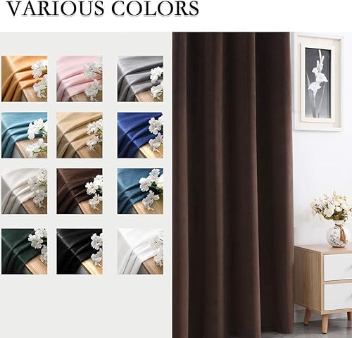 Miniatura 6 de Cortinas de terciopelo suave para salón, cortinas con aislamiento térmico de terciopelo para tratamiento de ventanas de dormitorio, paños de cortina