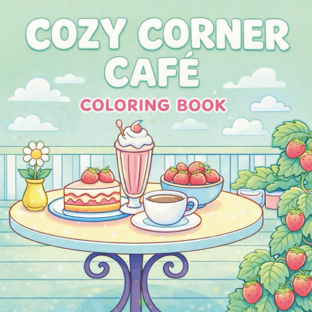 Cozy Corner Café Coloring Book: Bold & Easy Comfort Food and Drink Designs for Relaxation, Stress Relief, and Cozy Coloring Moments