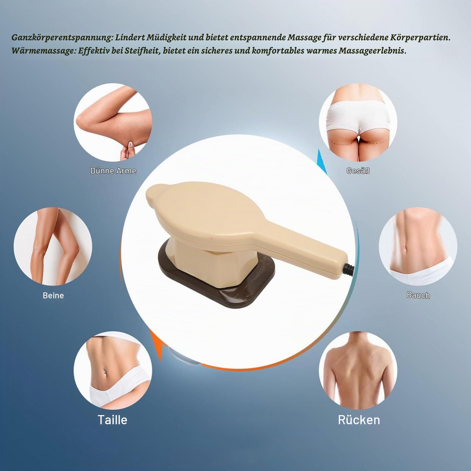 Hand-Elektro-Körper-Massage gerät, Muskel-Entspannung, Ermüdung, Eisen-förmige Heiß kompresse Körper-Hals-Tiefe Gewebe-Massage gerät mit 3 Massage-Köpfen für Bauch, Taille, Arm