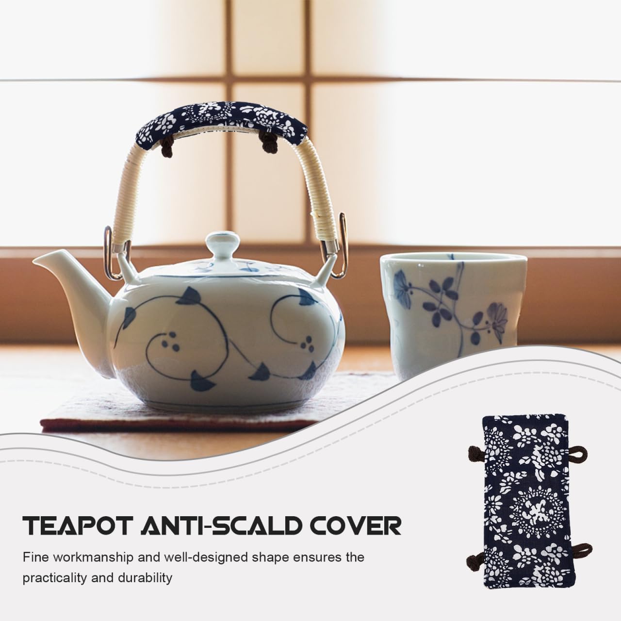 Veemoon Heat-Resistant Teapot Handle Cover, Anti-Scald Tea Kettle Handle Sleeve Hot Water Kettle Protective Cover Teakettle Cookware Grip Pads Fabric Kitchen Gadget Accessories, 4.6" image 3