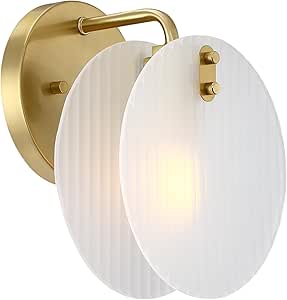 DESIGNERS FOUNTAIN Sky Fall 8 inch 1-Light Brushed Gold Wall Sconce Light with Etched Fluted Glass Shade, D311C-WS-BG