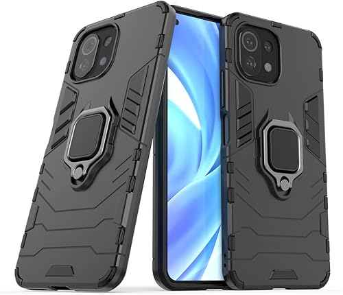 Funda compatible con Xiaomi Mi 11 Lite, soporte de anillo de metal, parachoques duro a prueba de golpes (funciona con soporte magnético para Funda compatible con Xiaomi Mi 11 Lite, soporte de anillo de metal, parachoques duro a prueba de golpes (funciona con soporte magnético para