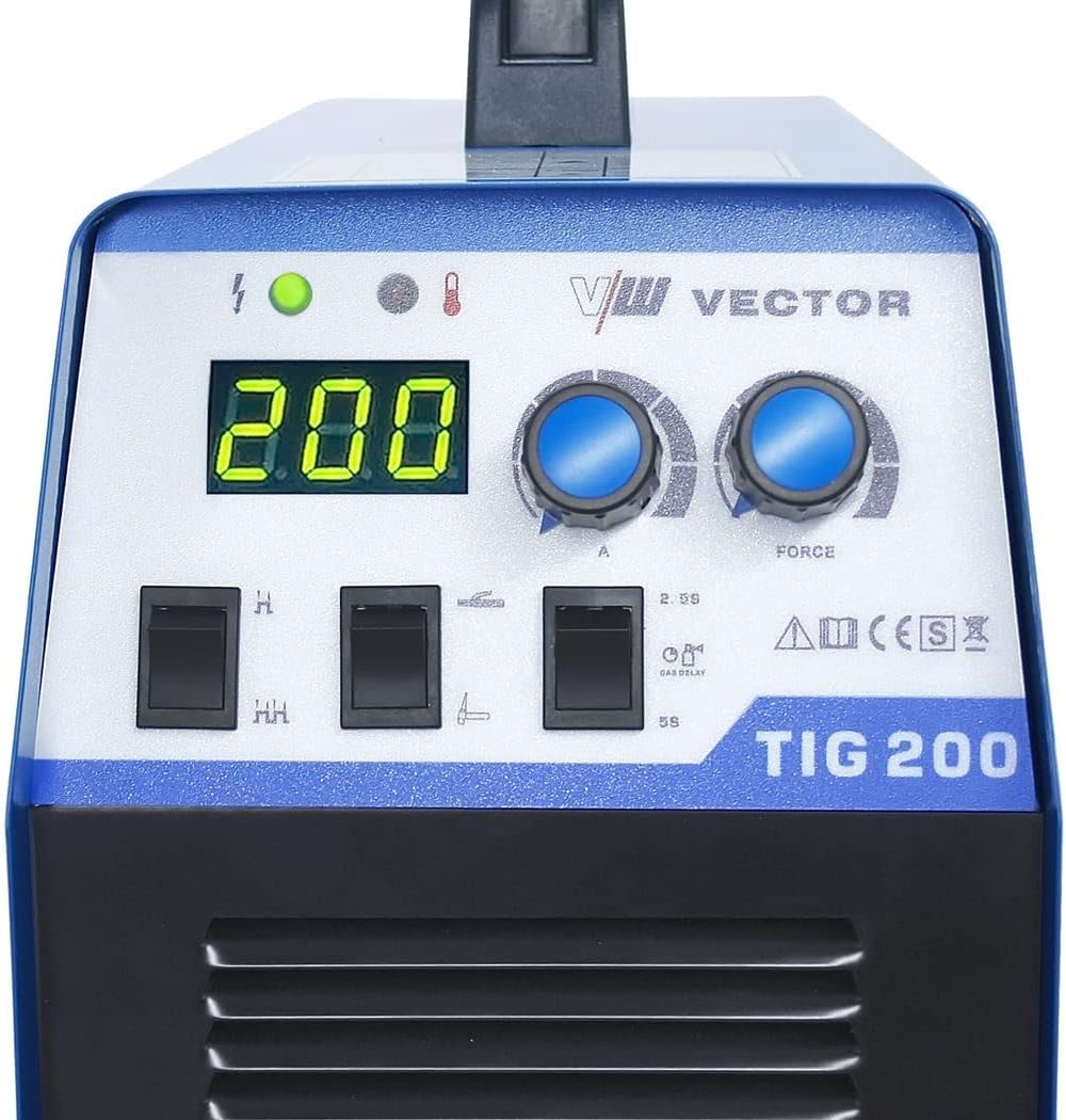 Close-up of the control panel on the VECTOR WELDING DC TIG 200A IGBT Combi Welding Machine