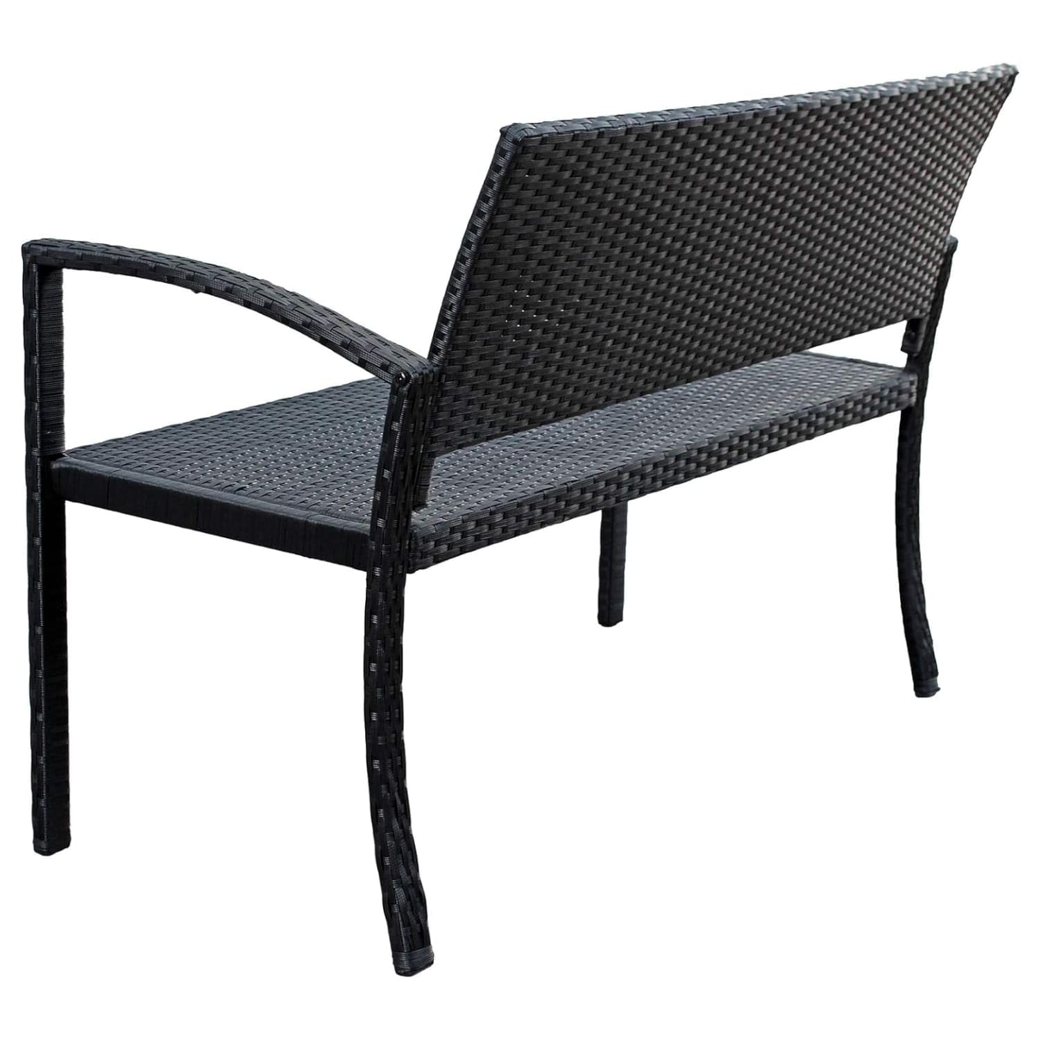 Arreditaly Panchina Da Giardino In Polyrattan Con Braccioli Struttura In Metallo Resistente Fino A 320 Kg Ideale Per Esterno Terrazzo Balcone Design Moderno Effetto Rattan 122 x 58 x 90 Cm Nero