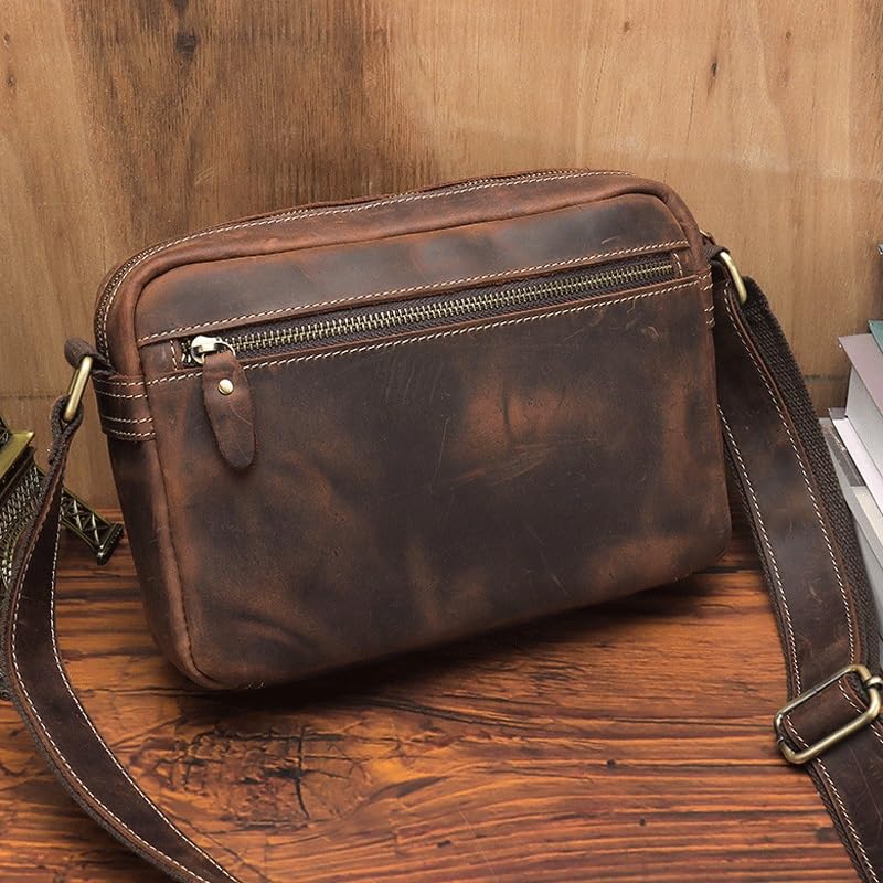 Handmade Men's Bag Vintage Single Shoulder Bun Top Layer Cowhide Crossbody Messenger Bag4