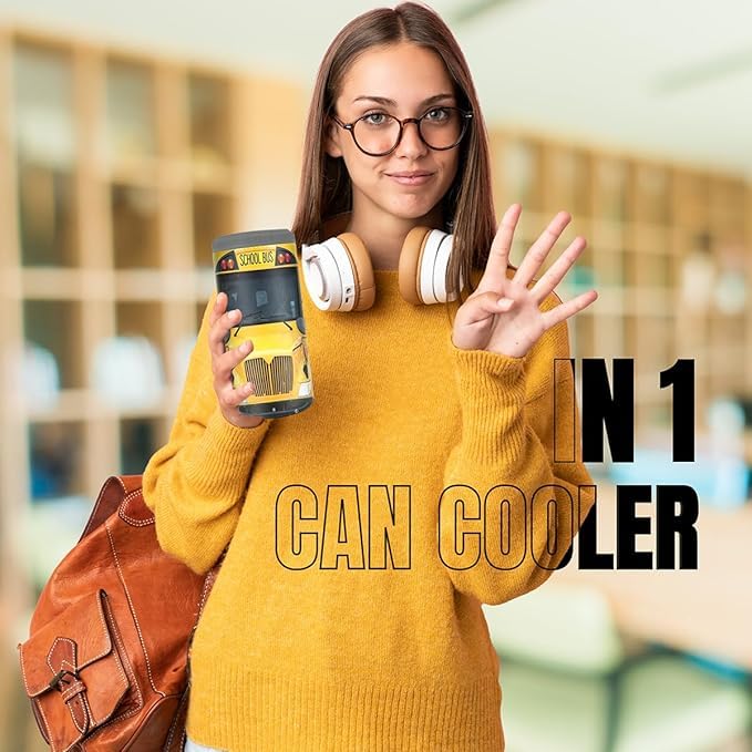 Image of SANDJEST School Bus Driver Tumbler - 4-in-1 Design Tumbler Cup Can Cooler - 12oz Stainless Steel Insulated Cans Coozie Travel Mug Birthday, Christmas, Appreciation, Teacher's Day Gifts for Teachers