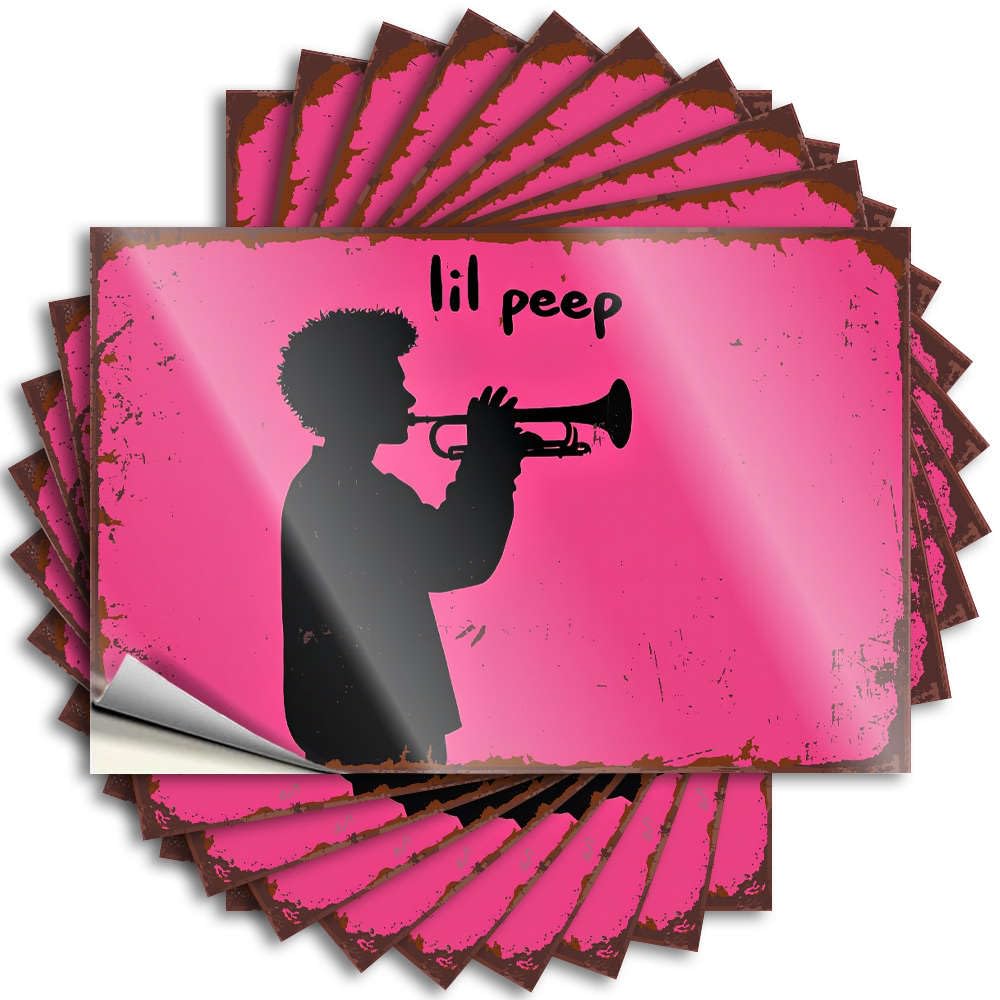 Roll Laptop Lettering Sticker - Silhouette of Person Playing Trumpet Against Pink Background. Cats Durable Sticker Easy Apply for Best Decor(12X18CM)