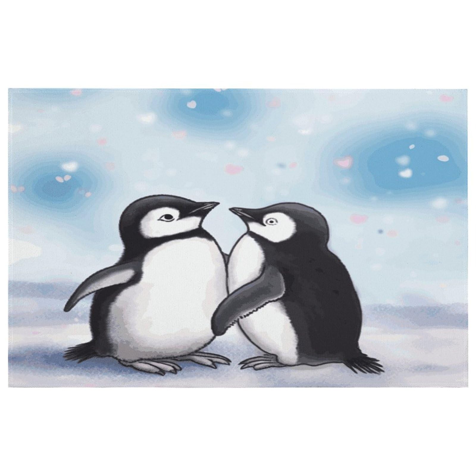 Tapis lavable antidérapant I Love Penguins pour éviter les glissades