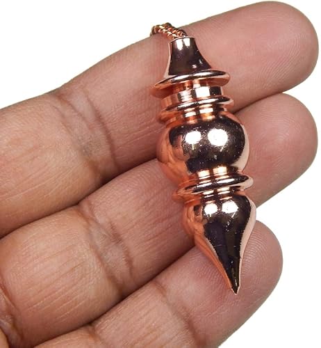 Miniatura 4 de Péndulo abierto con punta de cono de metal de cobre de diseño único. Péndulo Reiki curativo para adivinación y divinación.