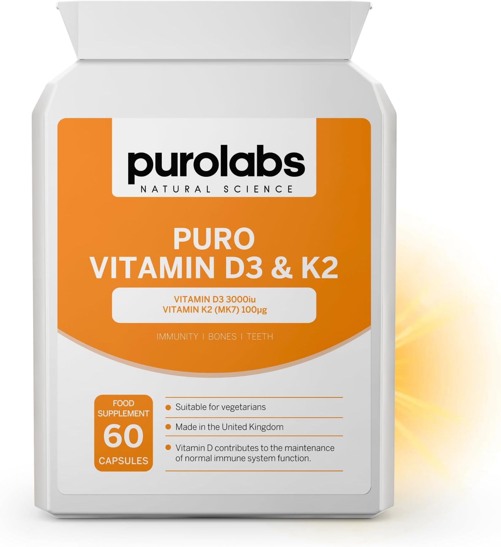 Vitamin D3 3000iu & K2 100ug (MK7) - High Strength Vitamin D Supplement for Immune Support, Mood & Bone Health - Vitamin D3 K2 Vegetarian Capsules - Vitamin D Tablets 60 Count
