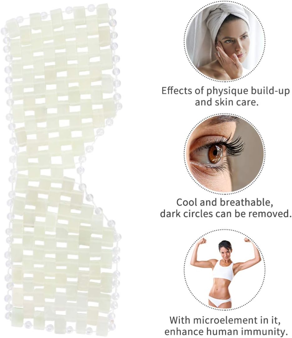 EXCEART Natural Jade Eye Mask Hand-Woven Sleep Mask Cooling Spa Patch for Eyes Dark Circles Relief and Eye Pain Soothing - Image 4