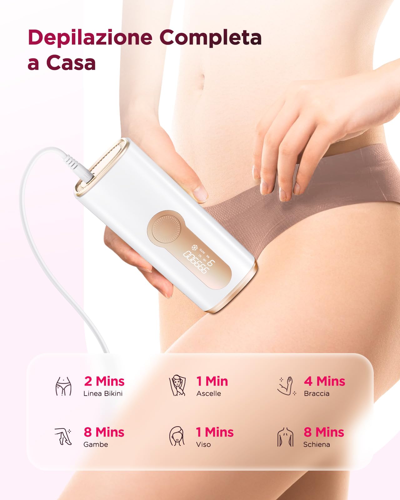 Haarlosy Epilatore Luce Pulsata con Ghiaccio, 3 IN 1 Epilatore Laser IPL per Donna e Uomo, 9 Livelli di Energia Regolabile Adatto a Corpo, Viso, Ascelle, Gambe Sensibili (Bianco)