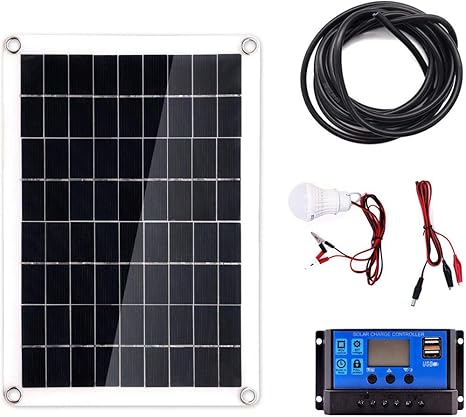 Amazon Co Jp ソーラーパネル 1メートル延長コードセットのためのキャンプホームワーキング40wソーラーパネル 3wのランプ 10aソーラーコントローラ 太陽光発電 Color Black Size 40w Diy 工具 ガーデン