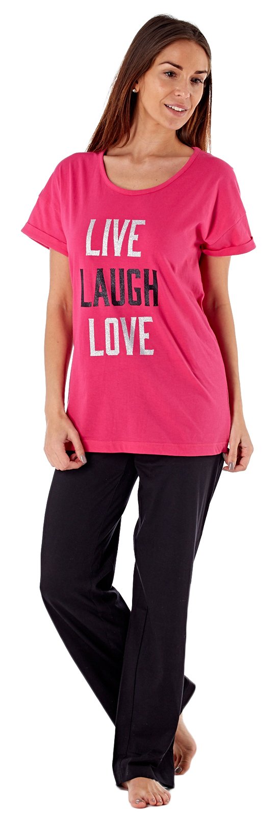 Lora Dora Womens Slogan Nightwear Fuschia 8-10