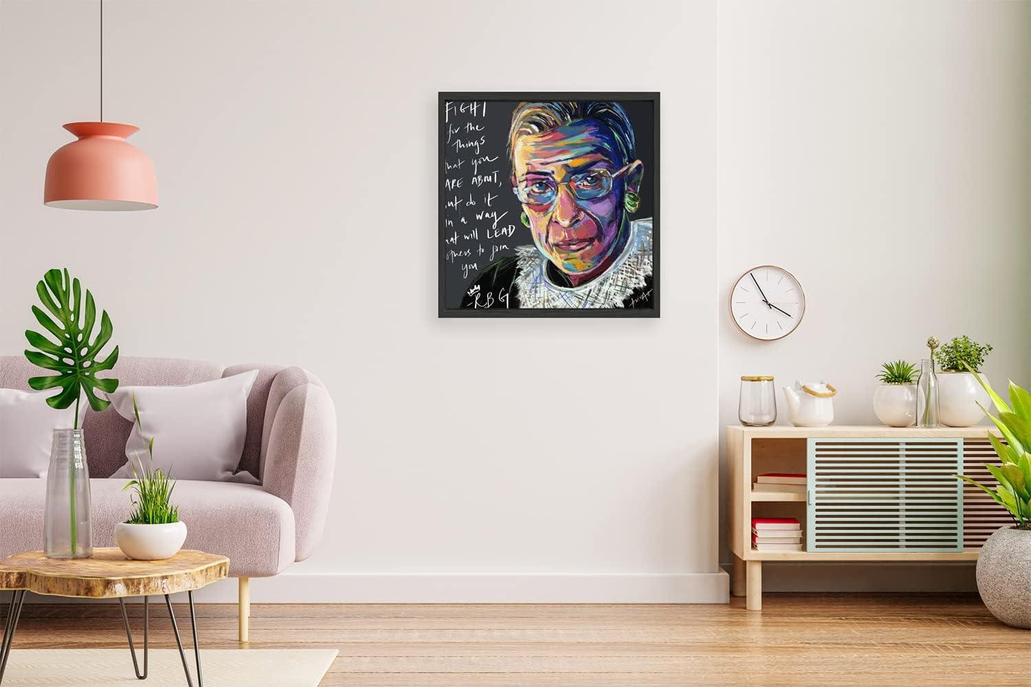 VERRE ART Printed Framed Canvas Painting for Home Decor Office Wall Studio Wall Living Room Decoration (14x14inch Black Floater) - RBG Legacy