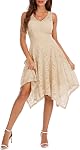 Meetjen Women's Cocktail Dresses 2026 Handkerchief Hem Lace Formal Wedding Guest Dress Bridesmaid Fancy Prom Party Dress