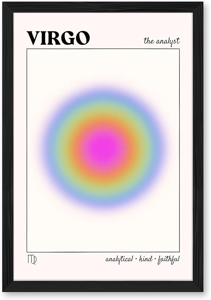 Virgo Zodiac Sign Canvas Print Art Print Modern Wall Art Painting Trendy Pictures for Bedroom Wall Decor Aesthetic Apartment Dorm Room Decoration (Black Framed,8L x 12W)